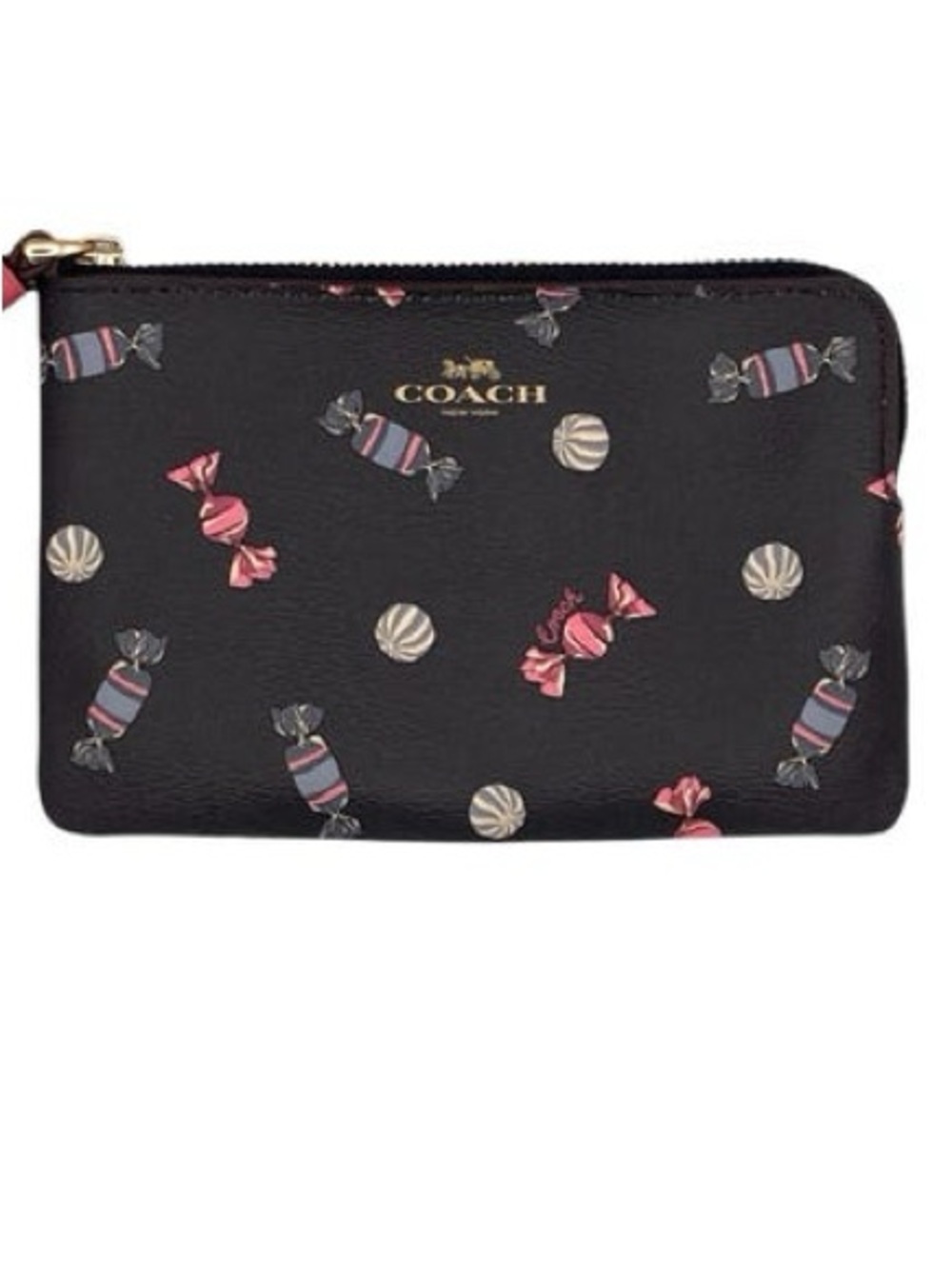 🍬COACH BLACK CANDY PRINT ZIP WRISTLE - Picture 10 of 15